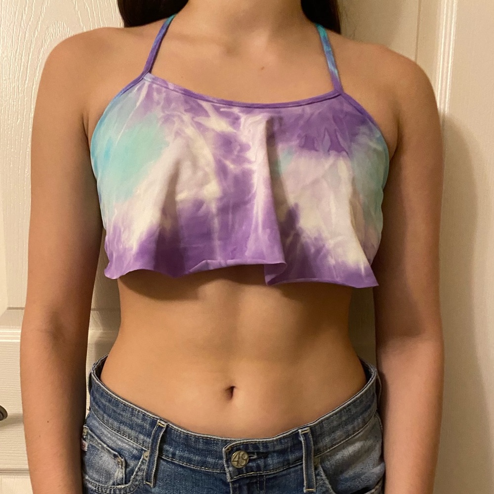 Blue and Purple Tie Dye Bikini Top